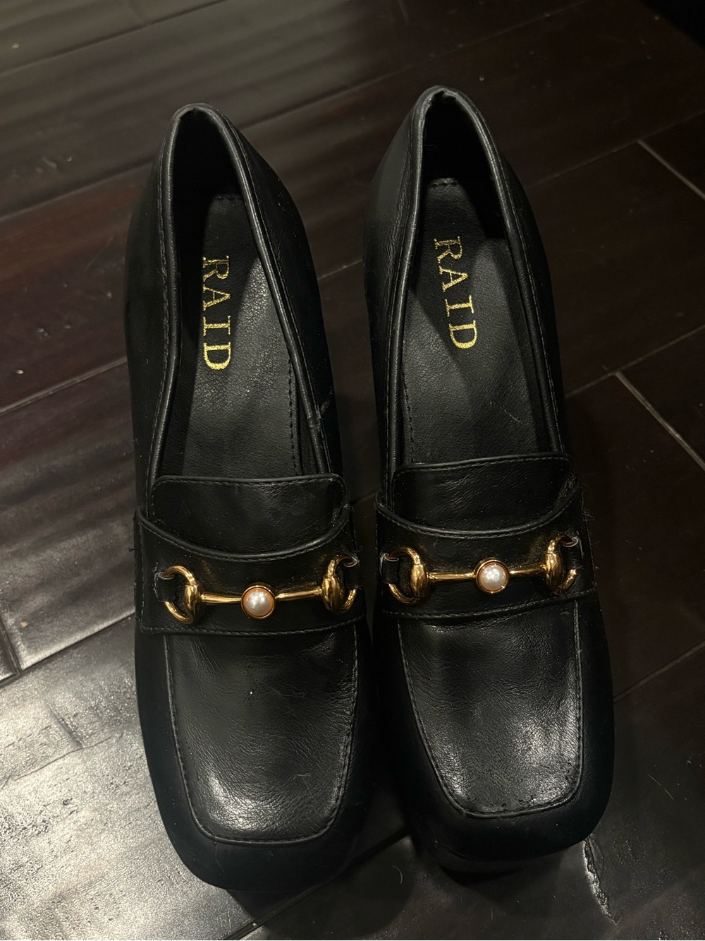 RAID Women's Black Pearl-Trim Loafers
